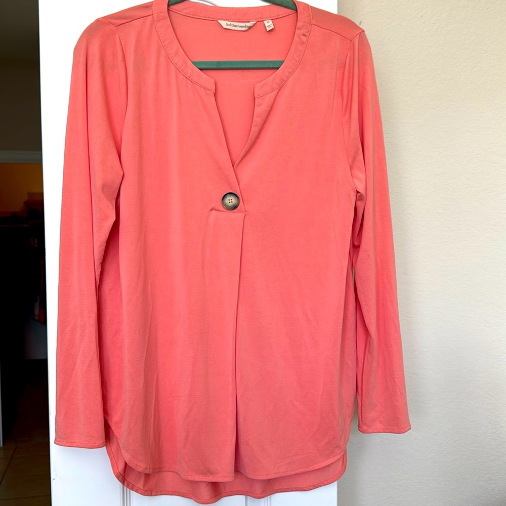 Soft Surroundings Coral Peach Tia Tunic Top Size Medium